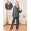 image:imageEkouaer Womens Pajama Sets 2 Piece Long Sleeve Sleepwear Soft Button Up PjsDark Gray