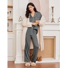 image:imageEkouaer Womens Pajama Sets 2 Piece Long Sleeve Sleepwear Soft Button Up PjsDark Gray