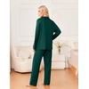 image:imageEkouaer Womens Pajama Sets 2 Piece Long Sleeve Sleepwear Soft Button Up PjsDark Green