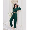 image:imageEkouaer Womens Pajama Sets 2 Piece Long Sleeve Sleepwear Soft Button Up PjsDark Green