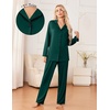 image:imageEkouaer Womens Pajama Sets 2 Piece Long Sleeve Sleepwear Soft Button Up PjsDark Green