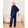 image:imageEkouaer Womens Pajama Sets 2 Piece Long Sleeve Sleepwear Soft Button Up PjsNavy Blue