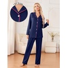 image:imageEkouaer Womens Pajama Sets 2 Piece Long Sleeve Sleepwear Soft Button Up PjsNavy Blue