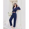 image:imageEkouaer Womens Pajama Sets 2 Piece Long Sleeve Sleepwear Soft Button Up PjsNavy Blue