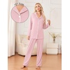 image:imageEkouaer Womens Pajama Sets 2 Piece Long Sleeve Sleepwear Soft Button Up PjsPink