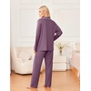 image:imageEkouaer Womens Pajama Sets 2 Piece Long Sleeve Sleepwear Soft Button Up PjsPurple Red