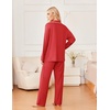 image:imageEkouaer Womens Pajama Sets 2 Piece Long Sleeve Sleepwear Soft Button Up PjsRed