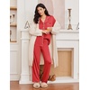 image:imageEkouaer Womens Pajama Sets 2 Piece Long Sleeve Sleepwear Soft Button Up PjsRed