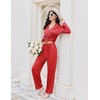 image:imageEkouaer Womens Pajama Sets 2 Piece Long Sleeve Sleepwear Soft Button Up PjsRed