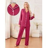 image:imageEkouaer Womens Pajama Sets 2 Piece Long Sleeve Sleepwear Soft Button Up PjsRose Red