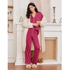 image:imageEkouaer Womens Pajama Sets 2 Piece Long Sleeve Sleepwear Soft Button Up PjsRose Red