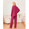 image:imageEkouaer Womens Pajama Sets 2 Piece Long Sleeve Sleepwear Soft Button Up PjsRose Red