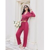 image:imageEkouaer Womens Pajama Sets 2 Piece Long Sleeve Sleepwear Soft Button Up PjsRose Red