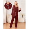 image:imageEkouaer Womens Pajama Sets 2 Piece Long Sleeve Sleepwear Soft Button Up PjsWine Red