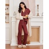image:imageEkouaer Womens Pajama Sets 2 Piece Long Sleeve Sleepwear Soft Button Up PjsWine Red