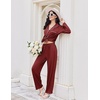 image:imageEkouaer Womens Pajama Sets 2 Piece Long Sleeve Sleepwear Soft Button Up PjsWine Red