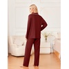 image:imageEkouaer Womens Pajama Sets 2 Piece Long Sleeve Sleepwear Soft Button Up PjsWine Red