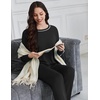 image:imageEkouaer Womens Pajama Sets Long Sleeve 2 Piece Lounge Sets 2026 Fall SXXLBlack