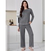 image:imageEkouaer Womens Pajama Sets Long Sleeve 2 Piece Lounge Sets 2026 Fall SXXLDark Grey