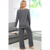 image:imageEkouaer Womens Pajama Sets Long Sleeve 2 Piece Lounge Sets 2026 Fall SXXLDark Grey