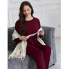 image:imageEkouaer Womens Pajama Sets Long Sleeve 2 Piece Lounge Sets 2026 Fall SXXLDark Red
