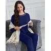 image:imageEkouaer Womens Pajama Sets Long Sleeve 2 Piece Lounge Sets 2026 Fall SXXLNavy Blue