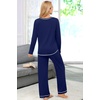 image:imageEkouaer Womens Pajama Sets Long Sleeve 2 Piece Lounge Sets 2026 Fall SXXLNavy Blue