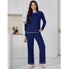 image:imageEkouaer Womens Pajama Sets Long Sleeve 2 Piece Lounge Sets 2026 Fall SXXLNavy Blue