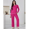 image:imageEkouaer Womens Pajama Sets Long Sleeve 2 Piece Lounge Sets 2026 Fall SXXLRose Red