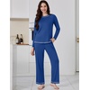 image:imageEkouaer Womens Pajama Sets Long Sleeve 2 Piece Lounge Sets 2026 Fall SXXLSky Blue