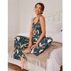image:imageEkouaer Womens Pajamas 2 Piece Lounge Set Ribbed Knit Loungewear Sleeveless Tank Top Wide Leg PantsBluegreen Leaves
