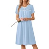 image:imageEkouaer Nightgowns for Women Smocked Night Gown Short Sleeve SleepshirtsLight Blue