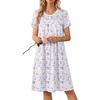 image:imageEkouaer Nightgowns for Women Smocked Night Gown Short Sleeve SleepshirtsPurple Blossom