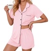 image:imageEkouaer Pajamas for Women Set Button Down Short Sleeve Sleepwear 2 Piece pjPink