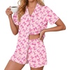 image:imageEkouaer Pajamas for Women Set Button Down Short Sleeve Sleepwear 2 Piece pjPink Bow