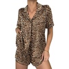 image:imageEkouaer Women Satin Pajama Sets Cute Print Silk Pjs Shorts Sets S4XLBrown Leopard