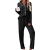 image:imageEkouaer Womens Pajama Sets 2 Piece Long Sleeve Sleepwear Soft Button Up PjsBlack