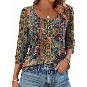 image:imageEkouaer 34 Length Sleeve Women Tops Dressy Casual Blouses Fall Shirt 2026Brown Bohemianmz721