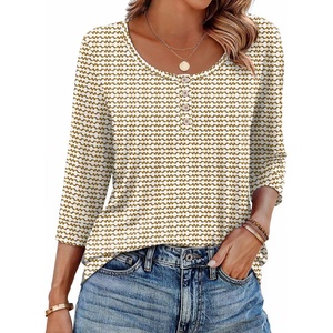 image:imageEkouaer 34 Length Sleeve Women Tops Dressy Casual Blouses Fall Shirt 2026Brown Striped