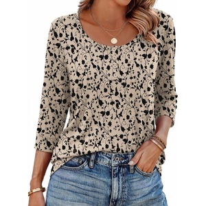 image:imageEkouaer 34 Length Sleeve Women Tops Dressy Casual Blouses Fall Shirt 2026Khaki Floral