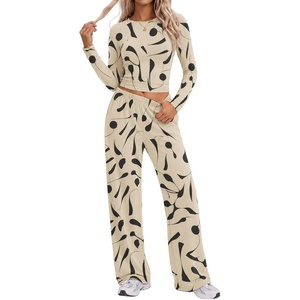 image:imageEkouaer Lounge Sets for Women 2 Piece Matching Outfits 2026ChampagneBlack Abstract