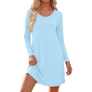 image:imageEkouaer Nightgowns for Women Bamboo Viscose Long Sleeve Sleep ShirtsAqua