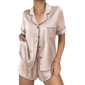 image:imageEkouaer Women Satin Pajama Sets Cute Print Silk Pjs Shorts Sets S4XLChampagne