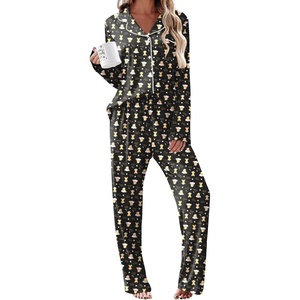 image:imageEkouaer Womens Pajama Sets 2 Piece Long Sleeve Sleepwear Soft Button Up PjsTeddy