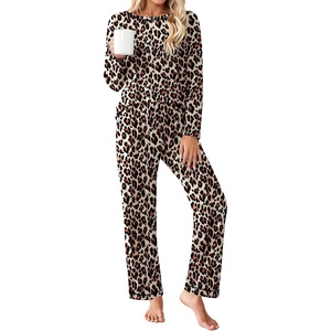 image:imageEkouaer Womens Pajama Sets Long Sleeve 2 Piece Lounge Sets 2026 Fall SXXLBrown Leopard