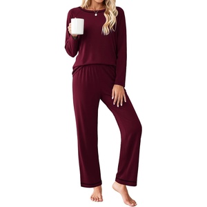 image:imageEkouaer Womens Pajama Sets Long Sleeve 2 Piece Lounge Sets 2026 Fall SXXLDark Red