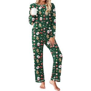 image:imageEkouaer Womens Pajama Sets Long Sleeve 2 Piece Lounge Sets 2026 Fall SXXLGreen Christmas Print