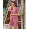 image:imageEkouaer Labor and Delivery Gown Maternity Nursing Nightgown BreastfeedingBurgundy