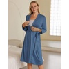 image:imageEkouaer Maternity Robe Labor Delivery Nursing Gown Breastfeeding BathrobesAblue