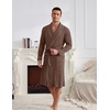 image:imageEkouaer Mens Robes Lightweight Waffle Knit Kimono Bathrobe Long Sleeve Sleepwear Soft Knee Length Robe with PocketsBrown
